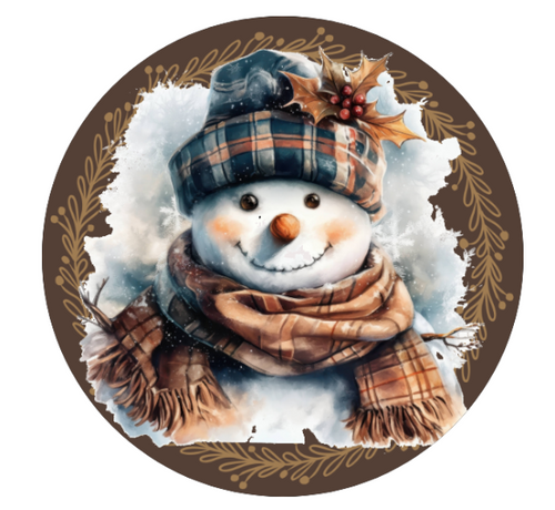 0” Rustic Plaid Snowman Winter Sign, Metal Wreath Sign, Home Decor, Wreath Sign