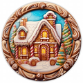 10” 3D Look Gingerbread House Cookie Metal Sign, Home Decor, Aluminum, The Ritzy Cactus