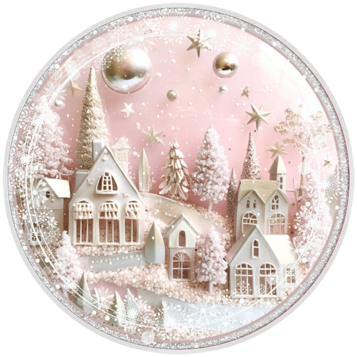 10 3D Look Pink Snow Winter  Sign, Flat Wreath Sign, Home Decor