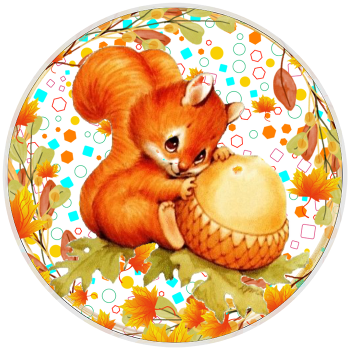 10” Acorn  Squirrel Fall Sign, Home Decor, Aluminum, The Ritzy Cactus