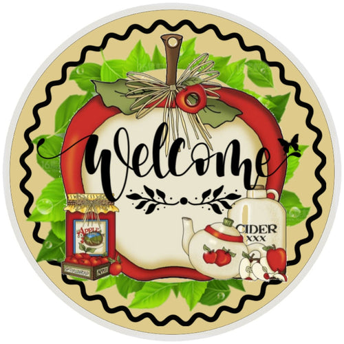 10 Apple Welcome Sign, Metal Wreath Sign, Home Decor