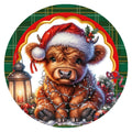 10 Baby Highland Cow Plaid  Christmas Sign, Wreath Sign, Metal Sign, Home Decor