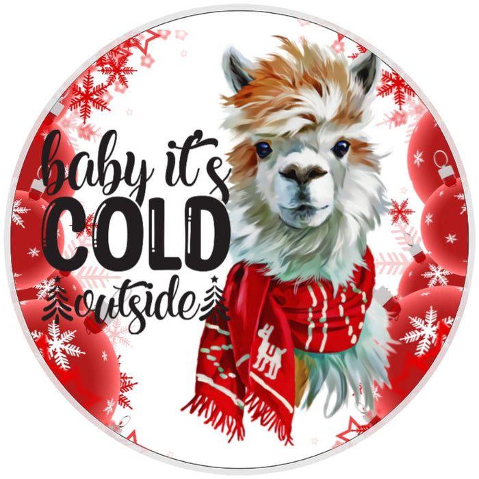 10 Baby Its Cold Llama Winter Sign, Wreath Sign, Home Decor