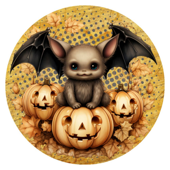 10 Bat Floral Halloween Sign, Wreath Sign, Metal Sign, Home Decor