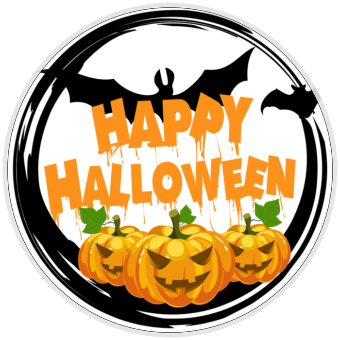 10” Bat Happy Halloween Sign, Home Decor, Aluminum, The Ritzy Cactus