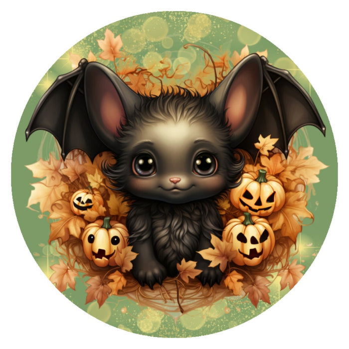 10 Bat Pumpkin Leave Halloween  Sign, Wreath Sign, Metal Sign, Home Decor