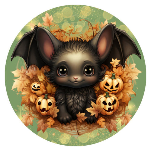 10 Bat Pumpkin Leave Halloween  Sign, Wreath Sign, Metal Sign, Home Decor