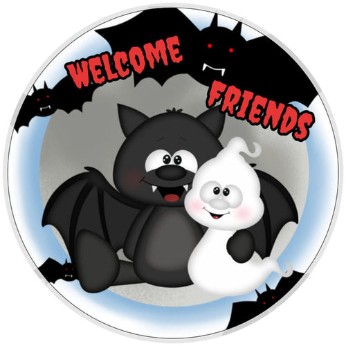 10 Bat welcome Friends Sign, Wreath Sign, Home Decor
