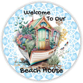 10 Beach House Welcome Sign, Wreath Sign, Home Decor, Metal Sign, The Ritzy Cactus