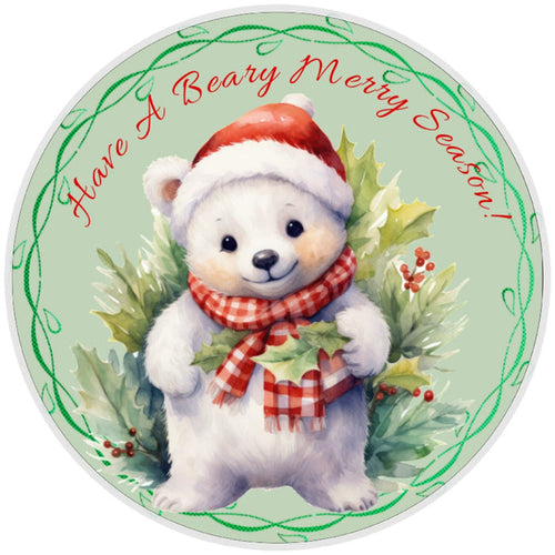 10 Beary Merry Season Bear Sign, Metal Wreath Sign, Home Decor