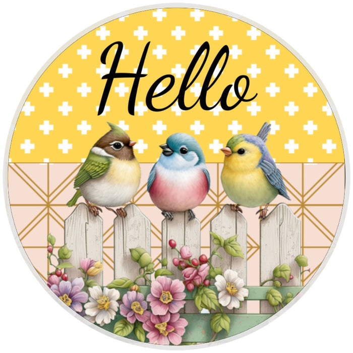 10 Birds On A Fence Hello Sign, Wreath Sign, Home Decor, Metal Sign, The Ritzy Cactus