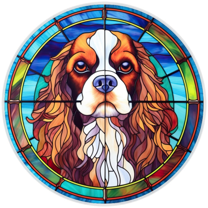 10 Blue Cavalier King Charles Spaniel Stained Glass Look Sign, Metal Wreath Sign, Home Decor