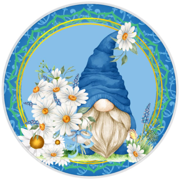 10 Blue Daisy Gnome gn, Home Decor, Metal Sign, The Ritzy Cactus