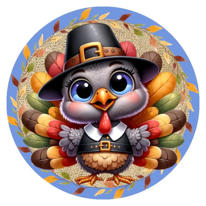 10 Blue Eyed Turkey Thanksgiving Sign, Wreath Sign, Metal Sign, Home Decor