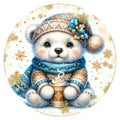 10 Blue Gold Hot Cocoa Polar Bear Sign, Wreath Sign, Home Decor