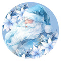 10 Blue Poinsettia Santa Sign, Wreath Sign, Home Decor