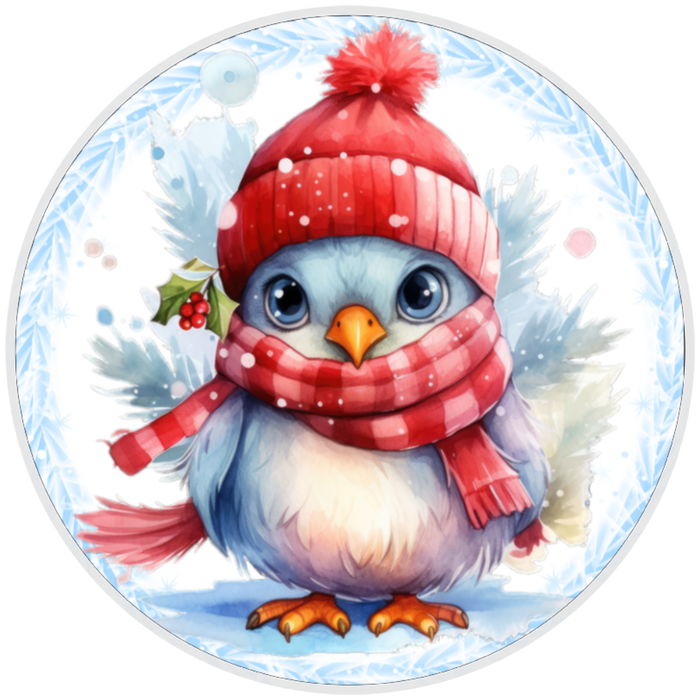 10” Bluebird Winter Sign, Home Decor, Aluminum, The Ritzy Cactus