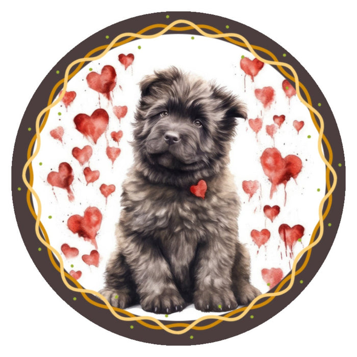 10 Bouvier Dog Heart Sign, Metal Wreath Sign, Home Decor