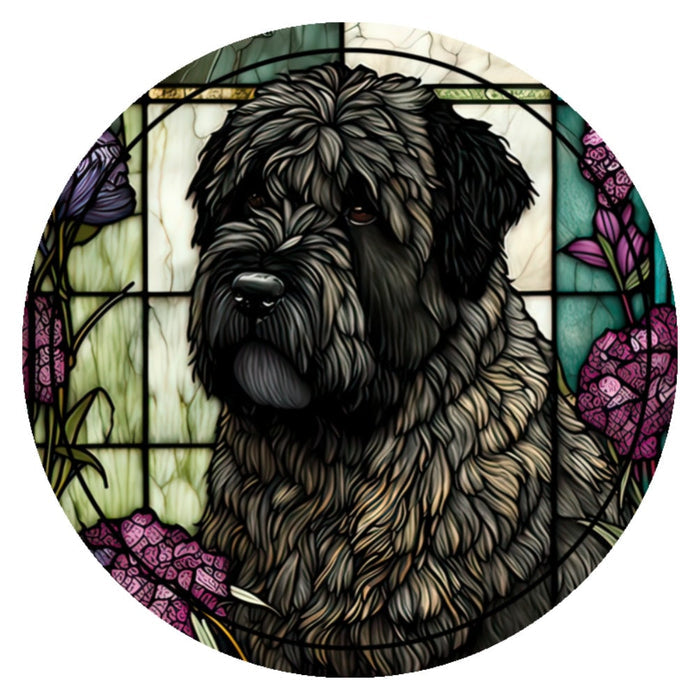 10 Bouvier Dog Stained Glass Look Sign, Metal Wreath Sign, Home Decor