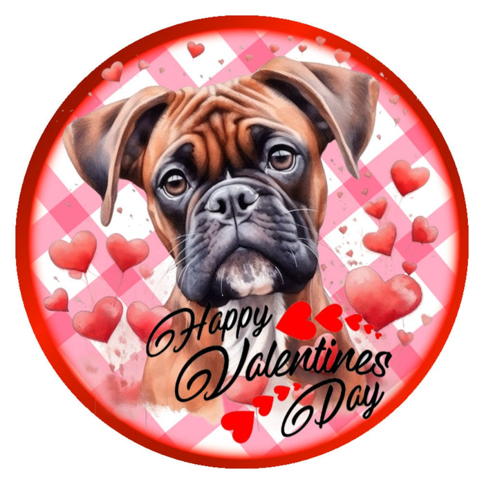 10 Boxer Dog Happy Valentine Sign, Wreath Sign, Home Decor