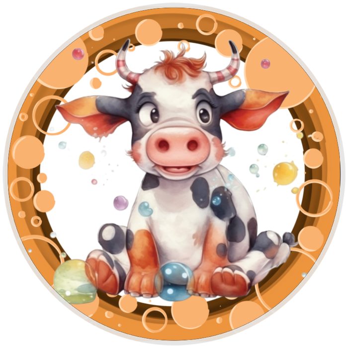 10” Bubble Cow Sign, Home Decor, Aluminum, The Ritzy Cactus