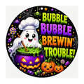10" Bubble Trouble Halloween Sign, Metal Wreath Sign,  Halloween Sign Home Decor