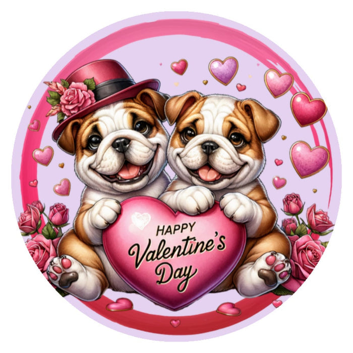 10 Bulldog Happy Valentine Sign, Wreath Sign, Home Decor