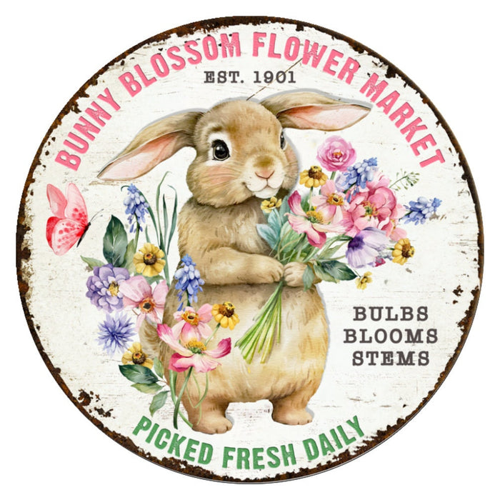 10 Bunny Blossoms Spring Sign, Wreath Sign, Home Decor