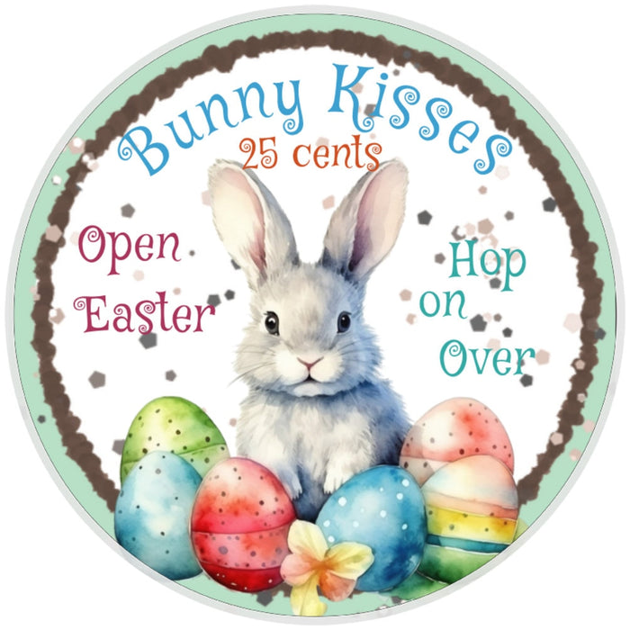 10 Bunny Kisses Easter Sign, Metal Wreath Sign, Home Decor