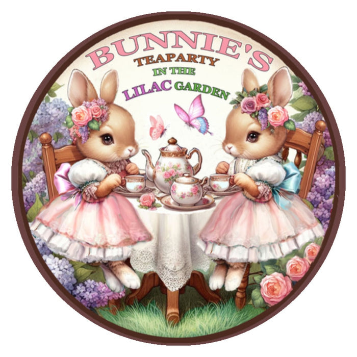 10 Bunny Tea Party Sign, Metal Wreath Sign, Home Decor