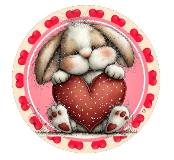 10 Bunny Valentine Sign, Wreath Sign, Home Decor