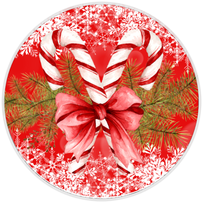 10” Candy Cane Christmas Sign, Home Decor, Aluminum, The Ritzy Cactus