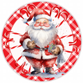 10” Candy Cane Santa Christmas Wreath Sign, Home Decor, Aluminum, The Ritzy Cactus