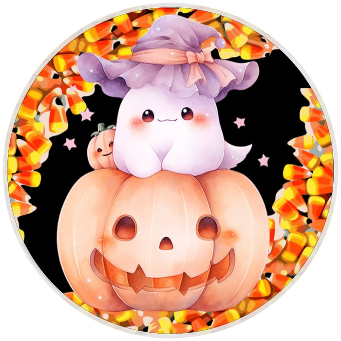 10 Candy Corn Ghost  Sign, Wreath Sign, Home Decor