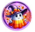 10" Candy Corn Witch Ghost  Halloween Sign,  Wreath Sign, DIY Wreath Maker Sign, Metal Sign, Home Decor