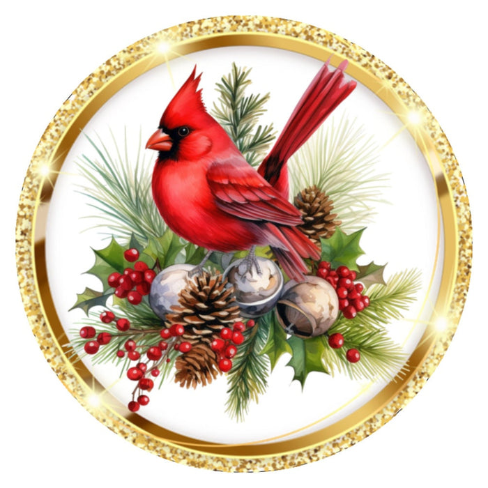10 Cardinal Gold Holiday Sign, Wreath Sign, Home Decor