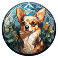 10 Chihuahua Floral Stained Glass Look Sign, Metal Wreath Sign, Home Decor