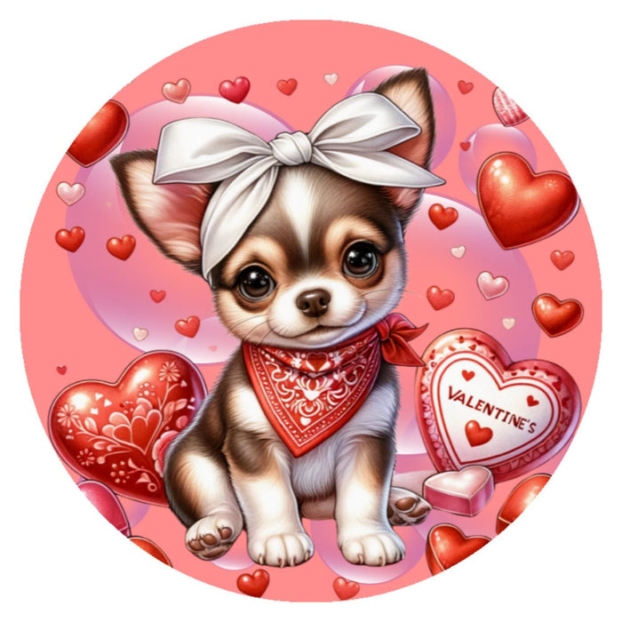 10  Chihuahua  Happy Valentine Sign, Wreath Sign, Home Decor