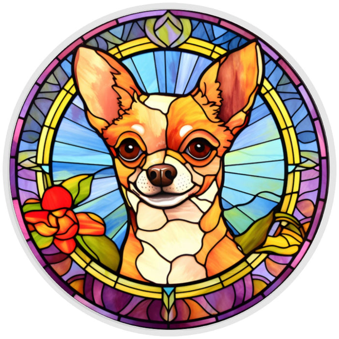 10 Chihuahua Stained Glass Look Sign, Metal Wreath Sign, Home Decor