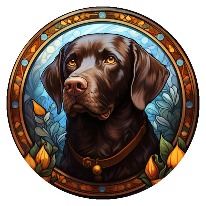 10 Chocolate Labrador Dog Sign, Metal Wreath Sign, Home Decor
