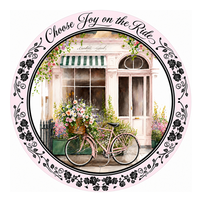 10" Choose Joy on the Ride Bicycle Sign, Metal Wreath Sign, Halloween Sign Home Decor