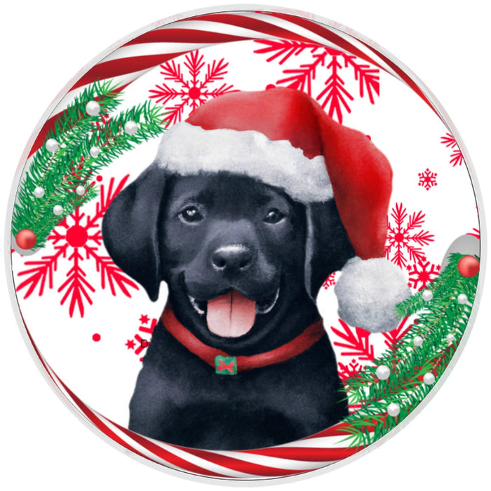 10 Christmas Black Lab Dog Sign, Metal Wreath Sign, Home Decor