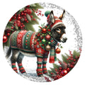 10 Christmas Brown Donkey Wreath Sign, Metal Sign, Home Decor