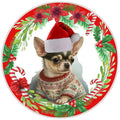 10 Christmas Chihuahua Santa Sign, Metal Wreath Sign, Home Decor