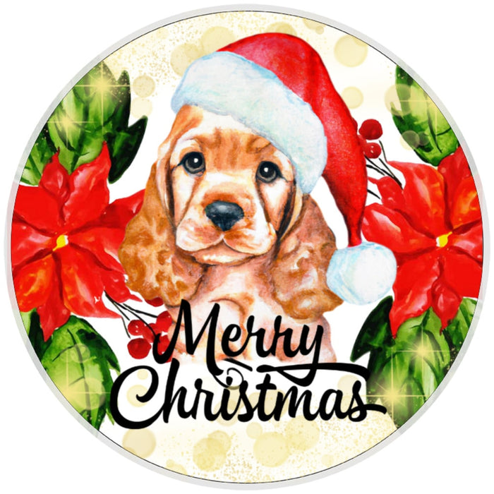 10 Christmas Cocker Spaniel Dog Sign, Metal Wreath Sign, Home Decor