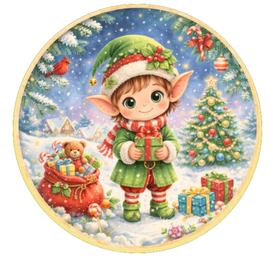 10" Christmas Elf Sign, Metal Wreath Sign, Home Decor, DIY Wreath Supply