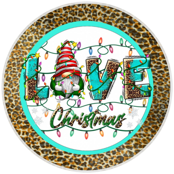 10 Christmas Gnome Leopard Love Sign, Wreath Sign, Home Decor, The Ritzy Cactus