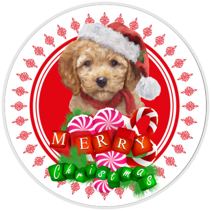 10 Christmas Golden Doodle Dog Sign, Metal Wreath Sign, Home Decor