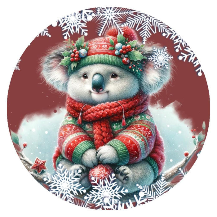 10 Christmas Koala Cutie Wreath Sign, Metal  Sign, Home Decor