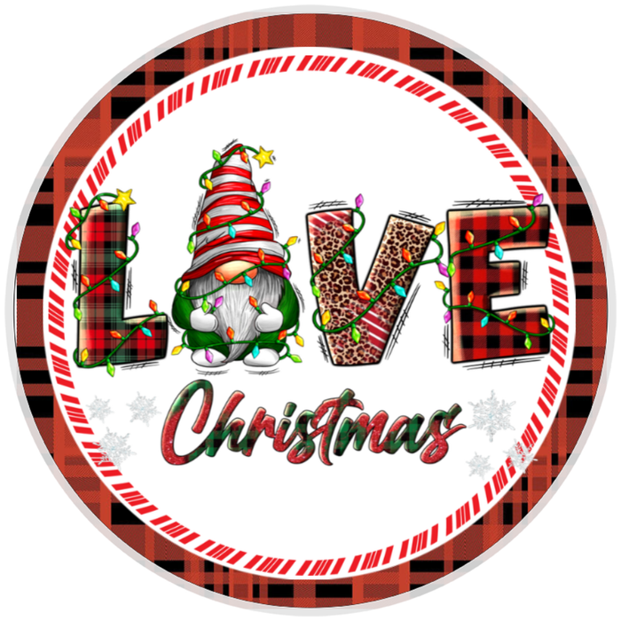 10” Christmas Love Leopard Wreath Sign, Home Decor, Aluminum, The Ritzy Cactus